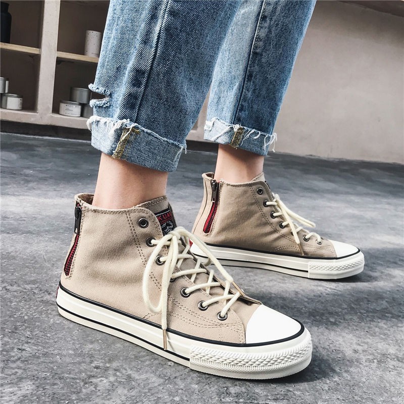 zipper canvas shoes