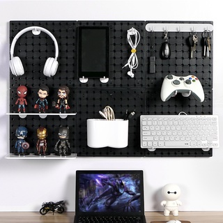 Adhesive Pegboard Wall Shelf Set kitchen no drill,Black Peg Board attaching DIY