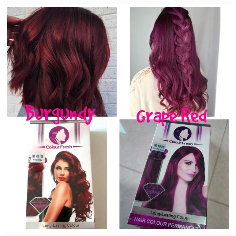 Hair Colour Permanent Dye Burgundy/Grape Red by Colour Fresh | Shopee  Singapore