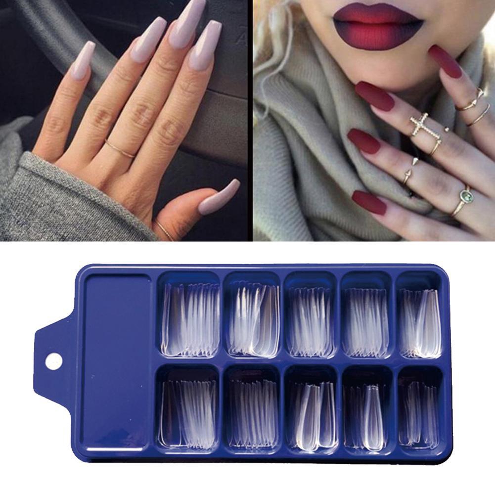 100pcs Fake Nails Long Ballerina French Acrylic Artificiall Tips Art N9y0 Shopee Singapore