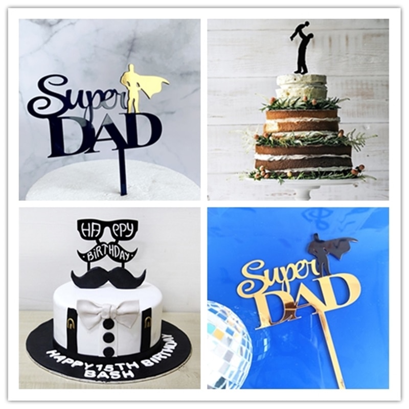 Acrylic Cake Topper Father's Day Party Cake Decorations Supplies Cupcake Topp.gu 
