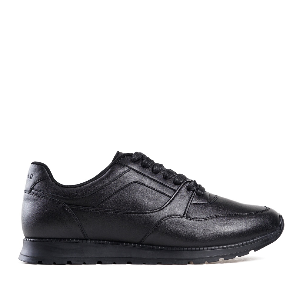 HITAM PRIA Prabu - Guide All Black Men's Leather Sneakers Shoes Black ...