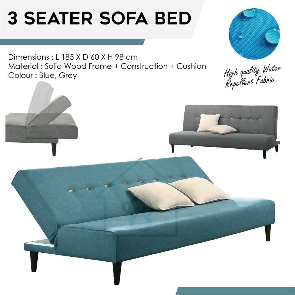 SOFA BED 3 SEATER / SOFA / FABRIC SOFA / FOLDABLE SOFA BED | Shopee ...