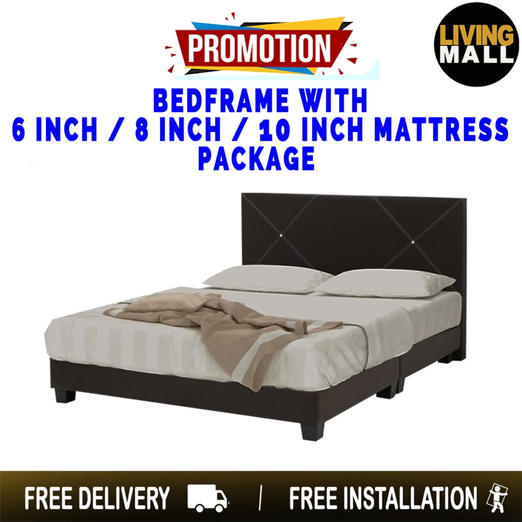 Living Mall Sabrina Bed Frame 6 Inch, Bed Frame And Mattress Promotion Singapore