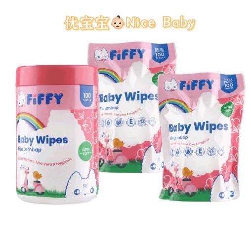 98 032 Fiffy Baby Wipes 1 Bottle 2 Refill 300sheets Tisu Basah Bayi Shopee Singapore