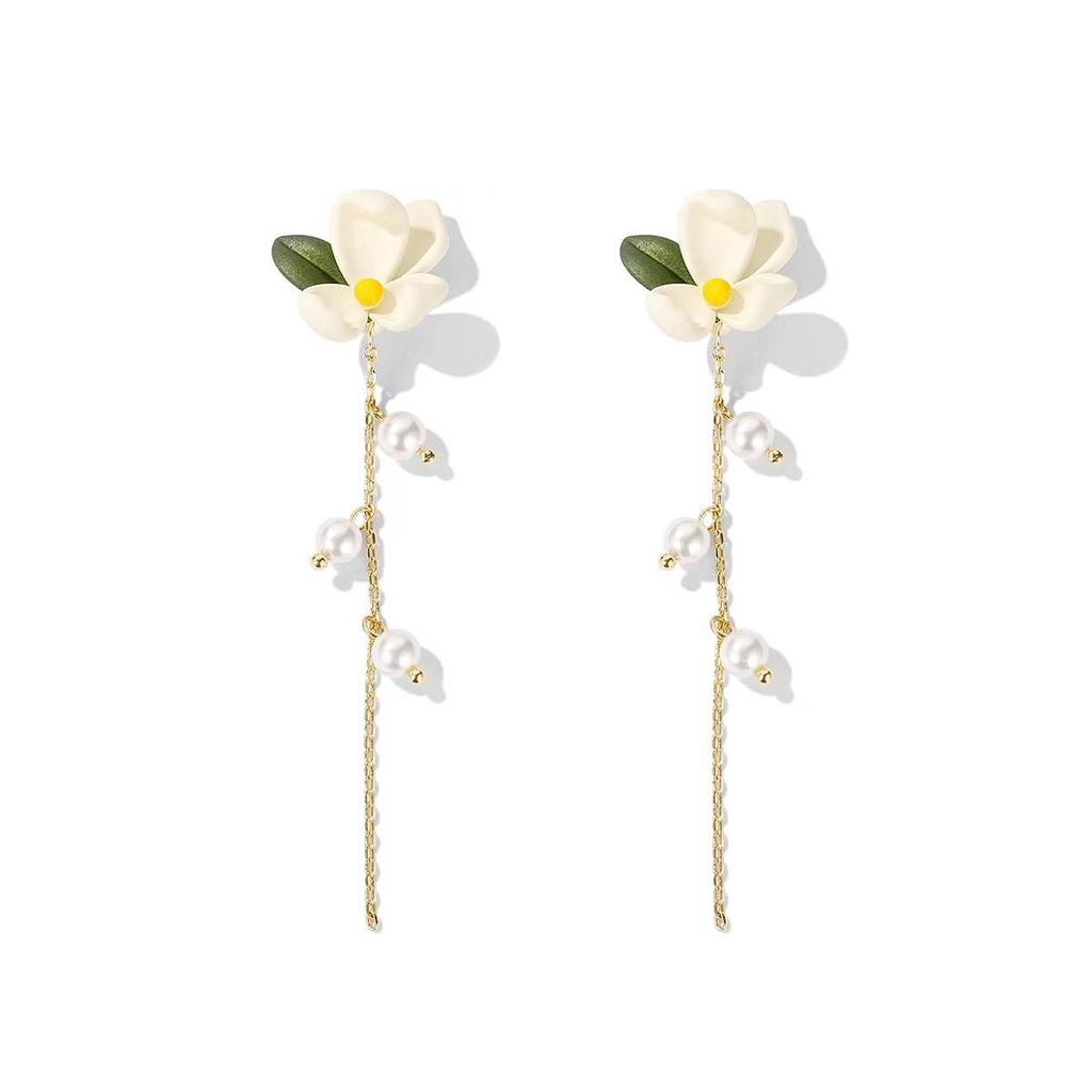 Image of Asymmetrical Gardenia Tassel Earrings Female Summer Mori Lady Pearl 2022 New Style 58wf6.sg #7