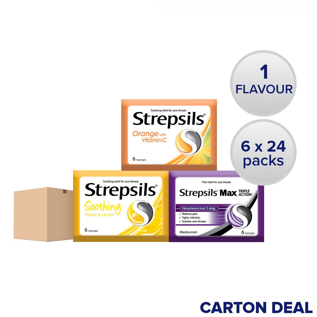 [Bundle of 24] Strepsils Lozenges for Sore Throat 6s Carton Deal Shopee Singapore