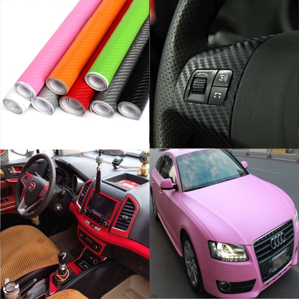 4 X50 10x127cm 3d Carbon Fibre Vinyl Car Auto Motorcycle Sticker