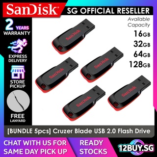Bundle Deal of SanDisk Cruzer Blade USB 2.0 Thumb Drive Flash Drive 16GB 32GB 64GB 128GB CZ50 12BUY.SG