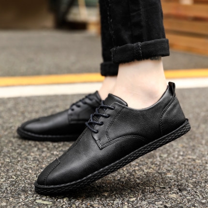Mens Smart Casual Shoes Slip On Pointed Toe Office Business Formal Dress Black