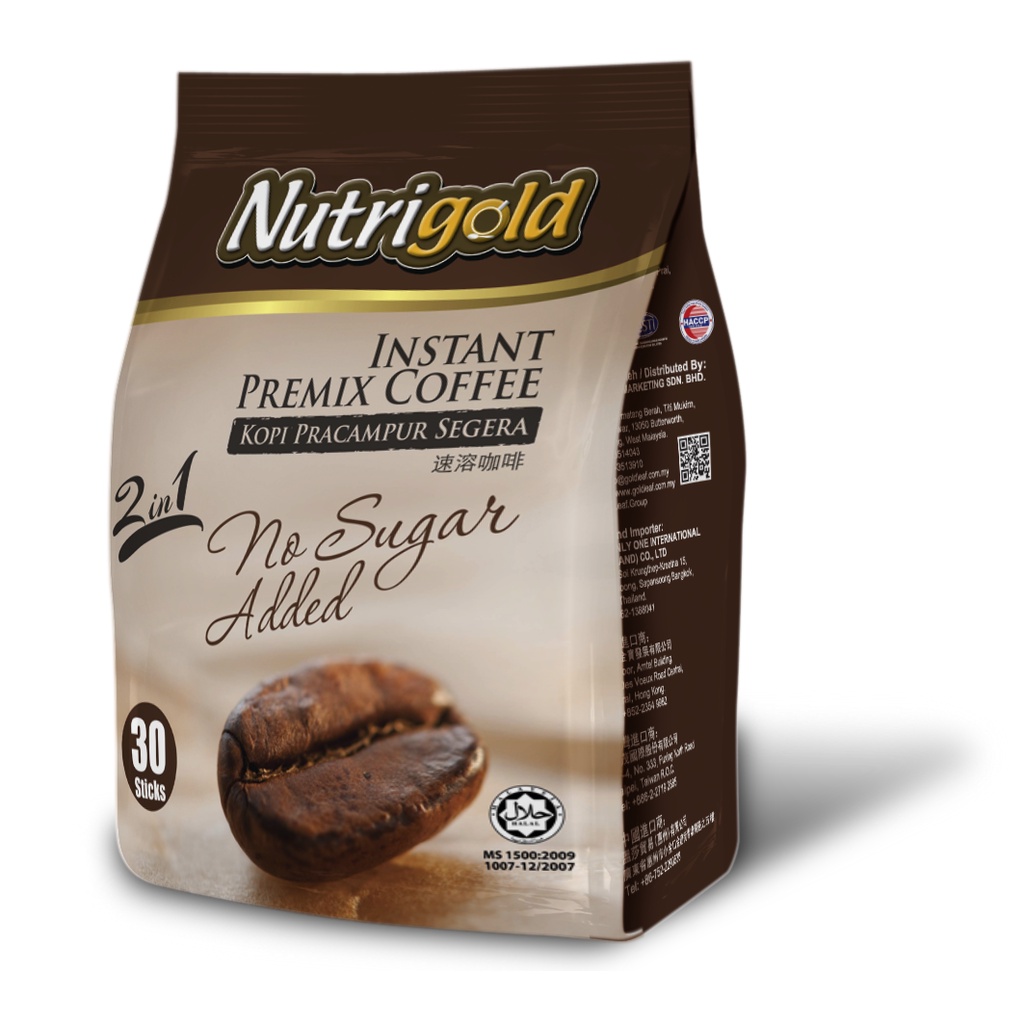 Nutrigold Instant Premix Coffee 2 in 1 No Sugar Added (15g X 30s