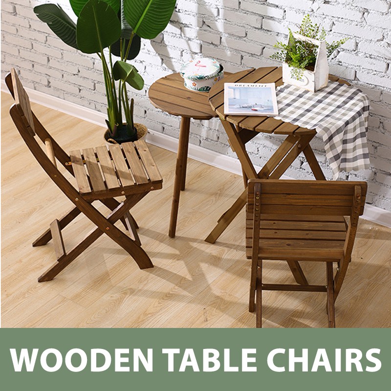 Classic Wooden Folding Foldable, Small Wooden Folding Garden Table And Chairs