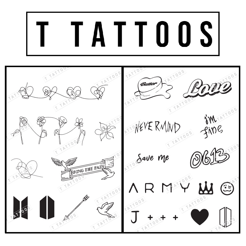 MAGIC] BTS Temporary Tattoo ( semi permanent temporary waterproof jungkook  jimin army love yourself ) | Shopee Singapore