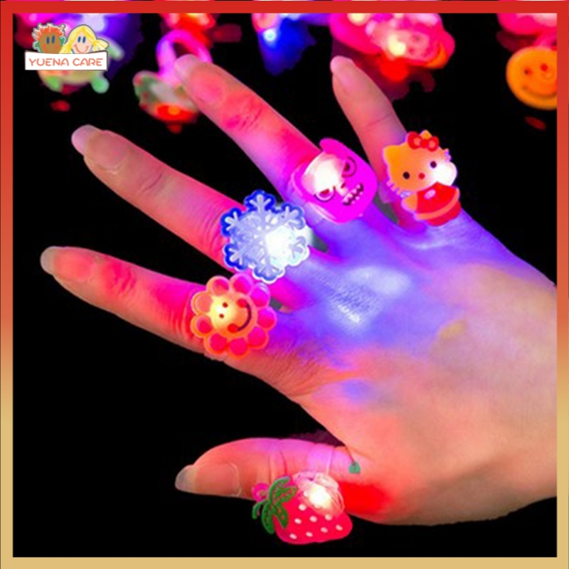 Ync 1pc Cartoon Led Flashing Glowing Finger Rings Funny Toys Children Gifts Random Shopee Singapore