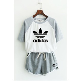 adidas two piece crop top and shorts
