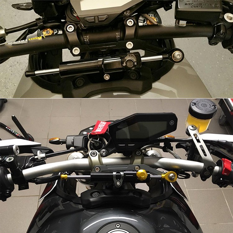 Akozon Damper Stabilizer Bracket Motorcycle CNC Steering Damper Mounting Bracket Stabilizer for Yamaha FJ-09/MT-09 Tracer 2015-2017 
