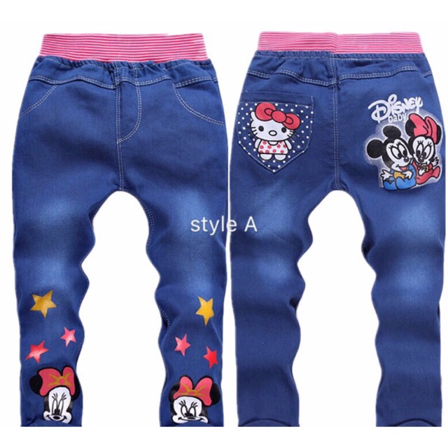 Spring Girls Kids Cartoon Girls Pants Denim Trousers Children Slim Fit Jeans Shopee Singapore