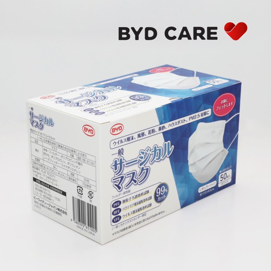 [READY STOCKS IN SG] BYD SINGLE USE SURGICAL MASK (WHITE COLOUR
