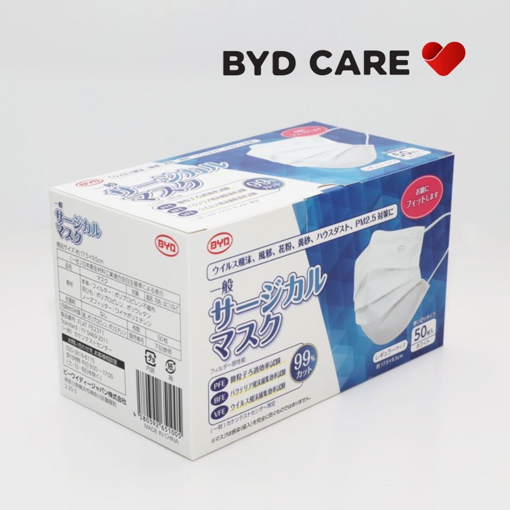 [READY STOCKS IN SG] BYD SINGLE USE SURGICAL MASK (WHITE COLOUR ...