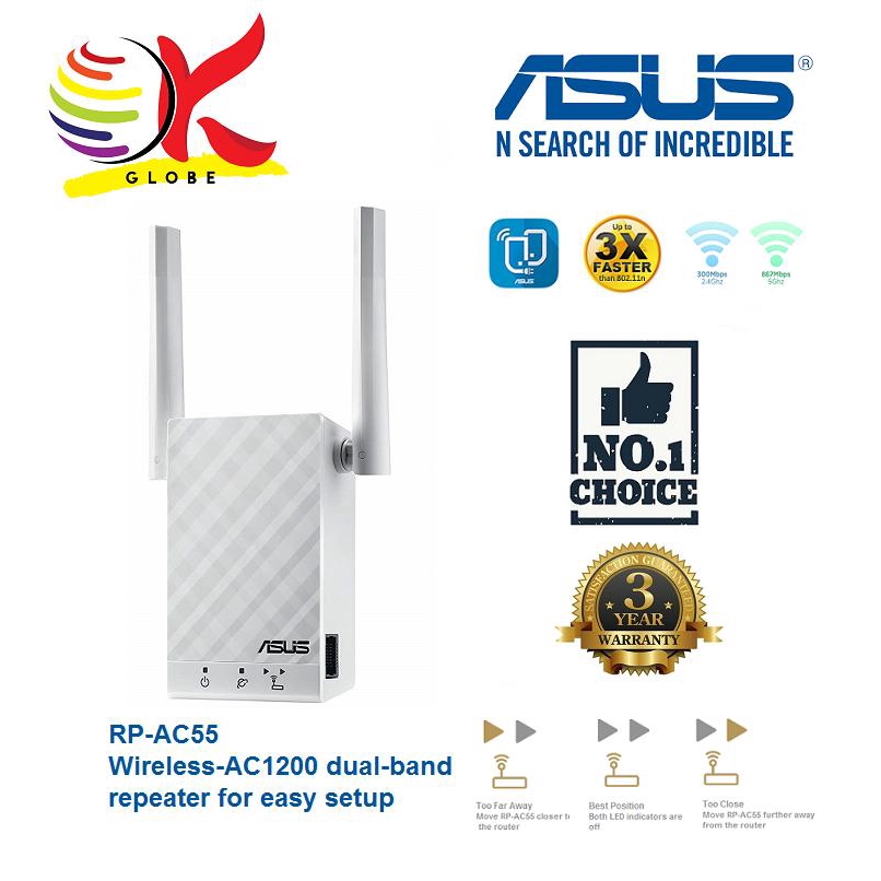 Asus Rp Ac55 Wireless Ac10 Dual Band Repeater For Easy Setup With Asus Extende Shopee Singapore