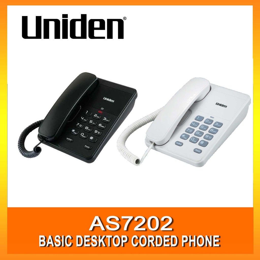 UNIDEN AS7202 Basic Desktop Corded Phone (Black & White) Shopee Singapore