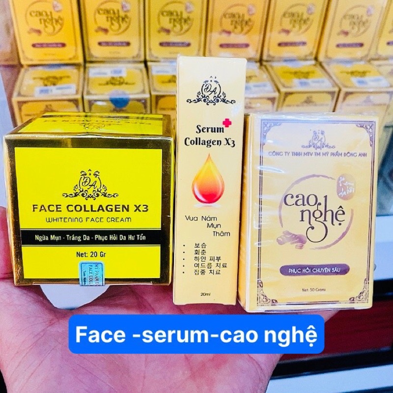 Combo Face collagen X3 + Melasma Serum X3 + Cao Turmeric Genuine Dong