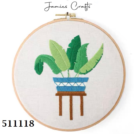 Tools Kit Embroidery Hoop Pot Plant Full Range of Embroidery Starter Kit with Pattern DIY Embroidery Kit for Beginner Including Embroidery Cloth Threads 2 Pack Embroidery Kit 