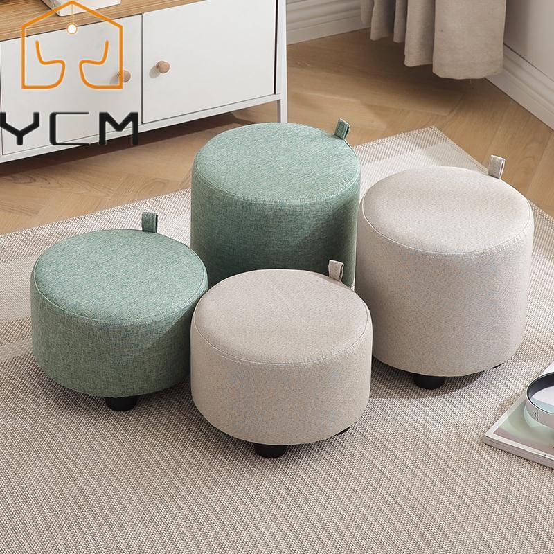 Fabric Small Stool Home Solid Wood Low Stool Round Stool Simple Living