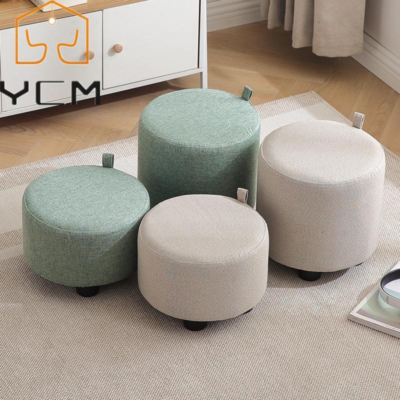 Fabric Small Stool Home Solid Wood Low Stool Round Stool Simple Living ...