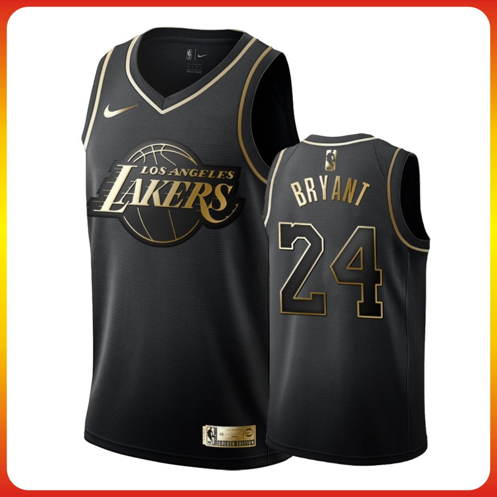 NBA Lakers 24 # Kobe Black Gold Jersey 