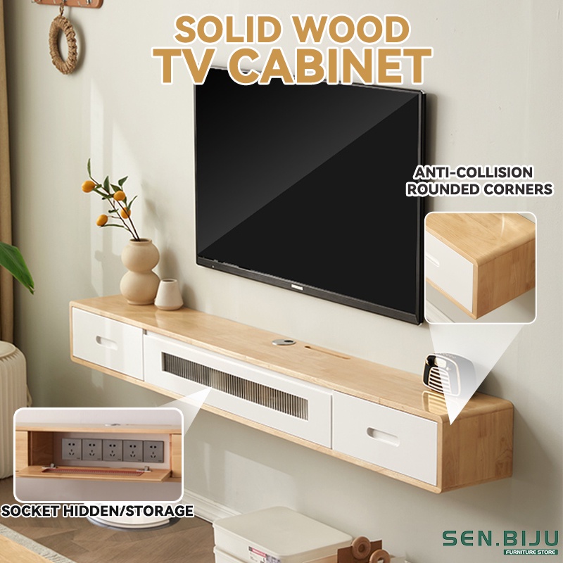 SENBIJU Tv Console Solid Wood Wall Hanging TV Hanging