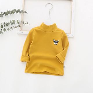 Kaos T Shirt Half Turtleneck Lengan  Panjang Aksen Kartun 