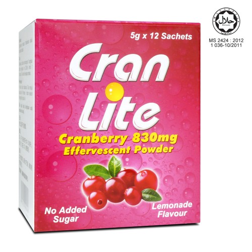 Cran Lite Cranberry 830mg effervescent powder 5g X 12 sachets Shopee