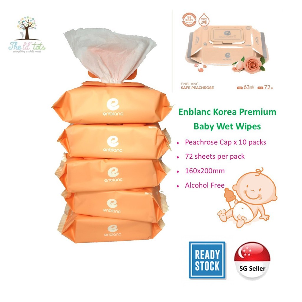 Enblanc Korea Premium Natural Baby Wet Wipes Peachrose with Cap x