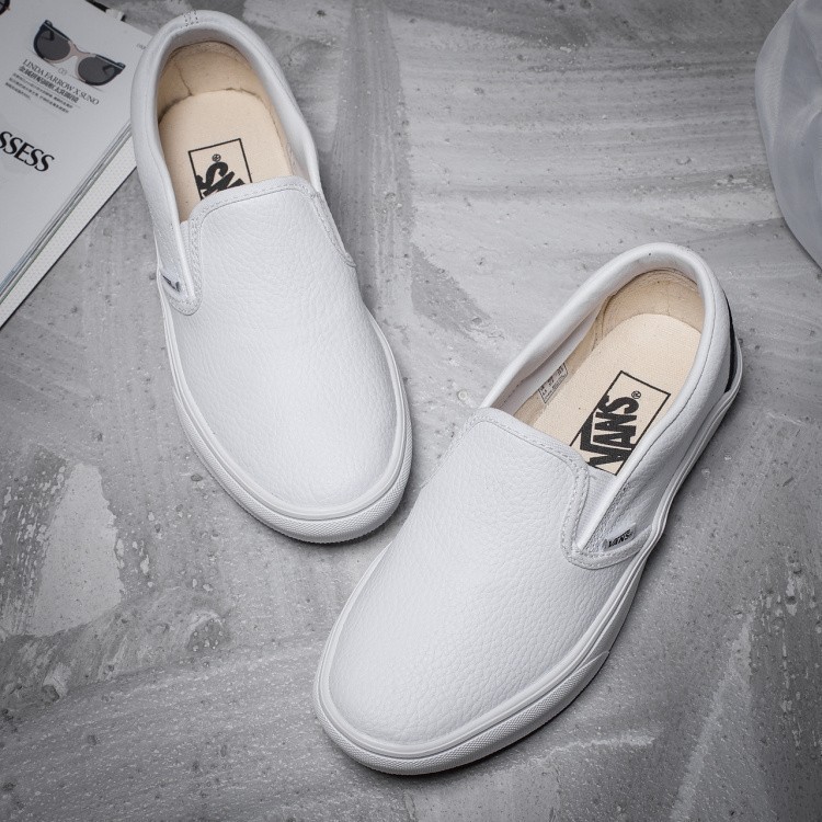 leather white slip on shoes
