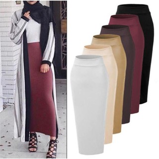 Image of Women's Maxi Skirts 100% Cotton Material Thick Pencil Skirt Bodycon Slim High Waist Long Skirts Stretchable Bottom Skirt