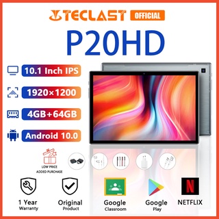 【Ready Stock】Teclast P20HD Tablet PC Android 10 4G Phone Call  (1920 x 1200 FHD Octa Core/10.1” IPS/GPS/4GB RAM/64 ROM/6000mAh/SC9863A/Expandable AI Speed-up Online Meeting For Stu