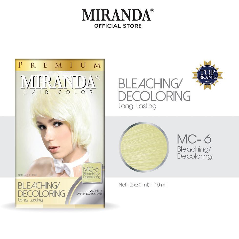 Miranda Hair Color (Permanent Hair Paint) MC6 Bleaching 30ml | Shopee ...
