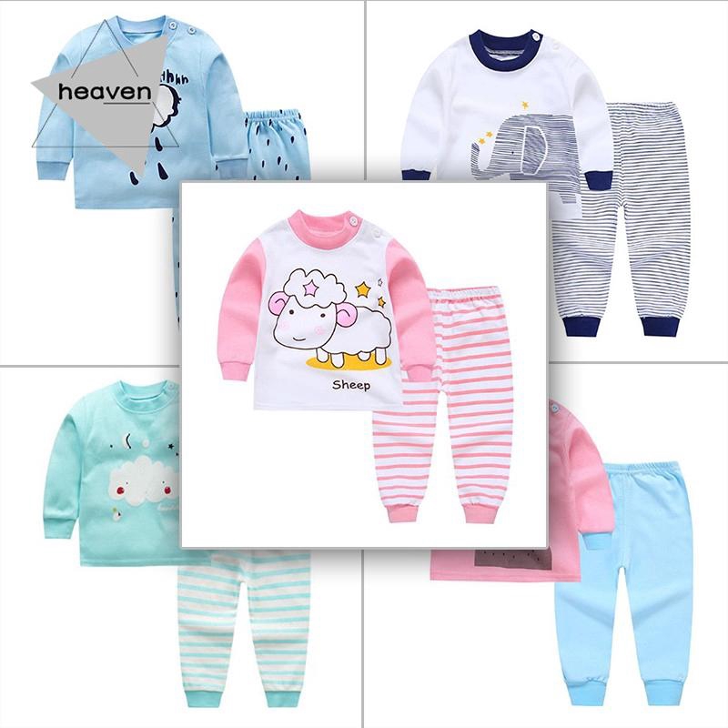 2pcs Kids Baby Long Sleeve Top+pants Cotton Baby Pajamas Set Sleepwear Nightwear
