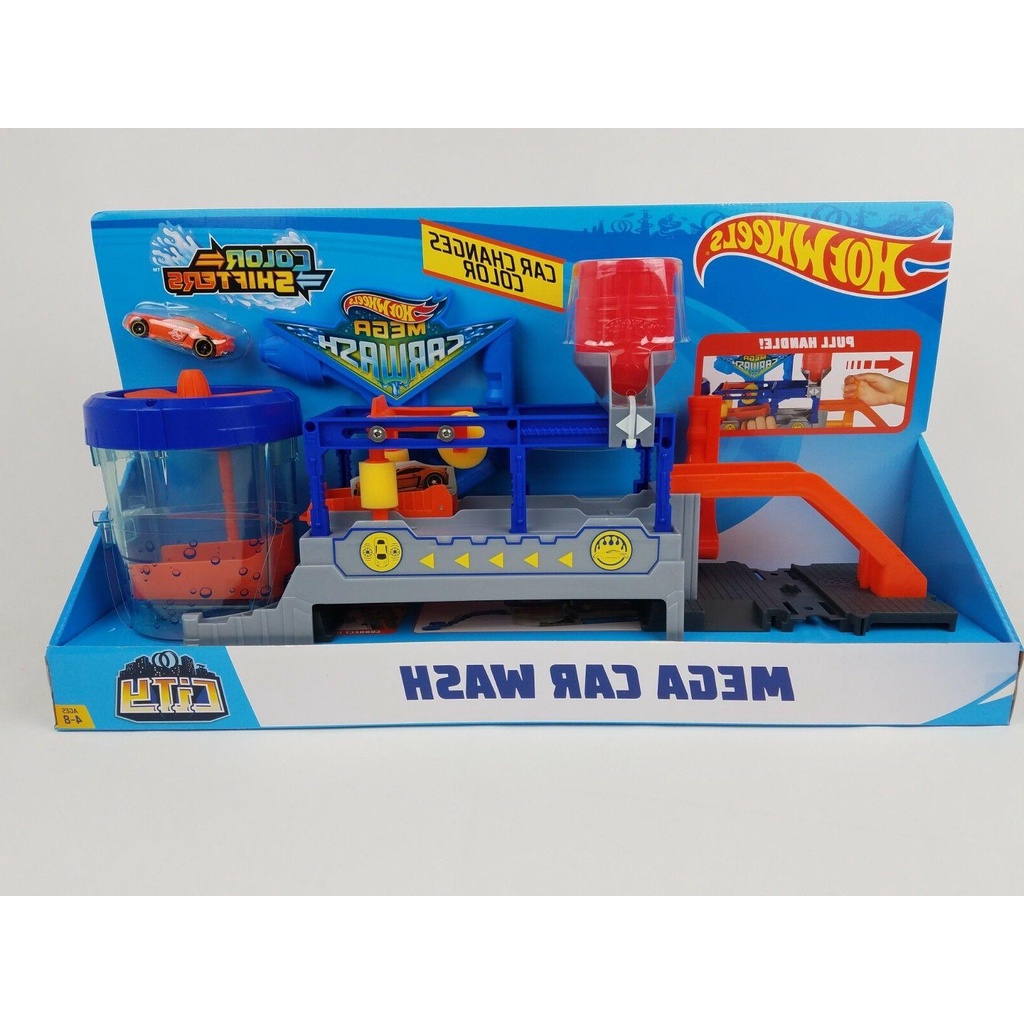 hot wheels mega car wash color shifters city playset