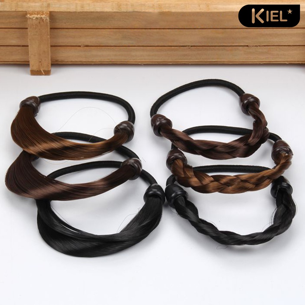 Kiel) Elastic Faux Wig Synthetic Hair Braided Headband Ponytail Holder  Hairpiece Rope | Shopee Singapore
