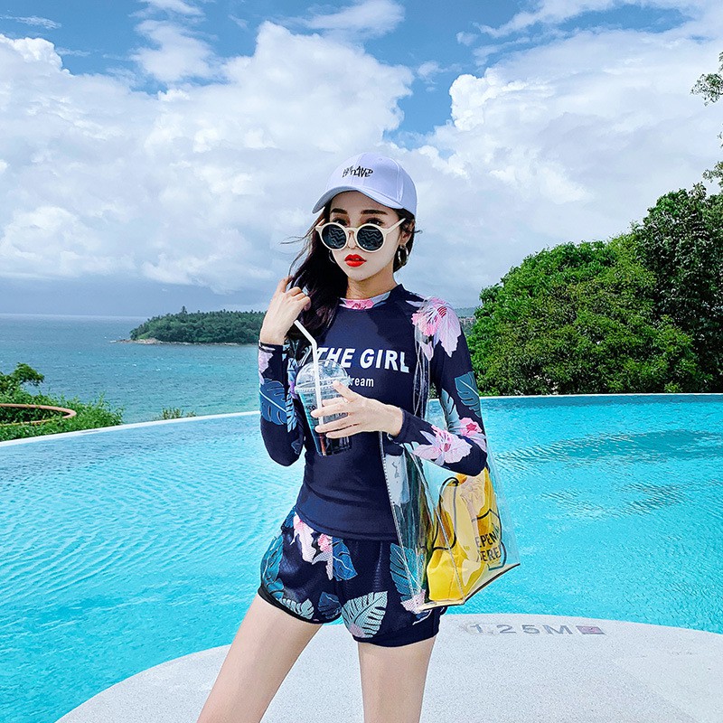 Đồ bơi nữ, đồ tắm biển dài tay quần short năng động, áo có đệm mút - CLOUDY FASHION
