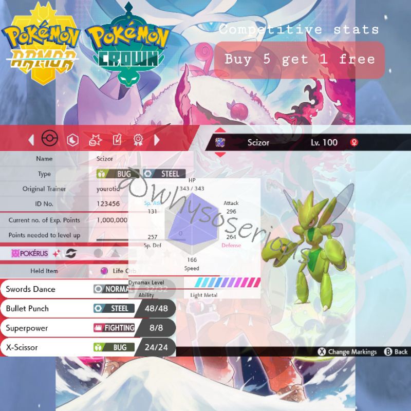 Pokemon Sword and Shield, Square Shiny Scizor, Battle ready (Digital ...