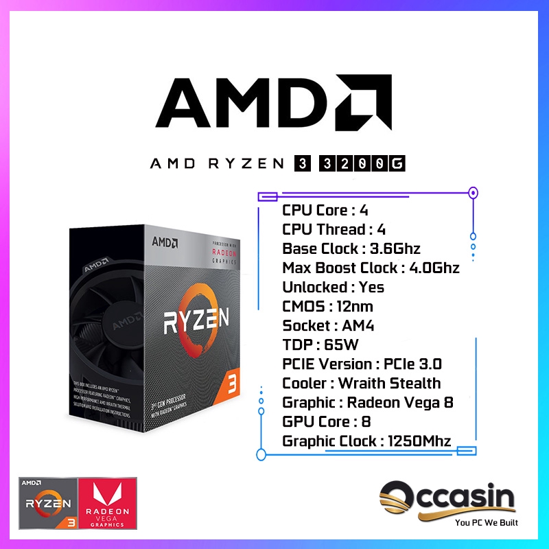 Amd Ryzen 3 30g 4 Core 4 Thread Vega 8 Graphic Shopee Singapore