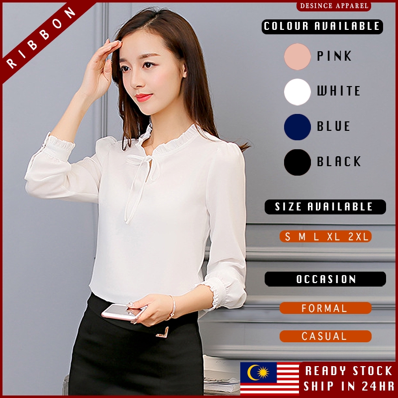 Women Blouse Long Sleeve Formal Office Shirt Work Top 