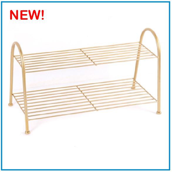 [SIMPLE&NICE] NEW! Luxury Design Gold Powder Coated Iron Shoe Rack 2