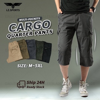Image of 3/4 100% cotton Breathable Multi pockets Cargo pants shorts S7-S/M-3XL
