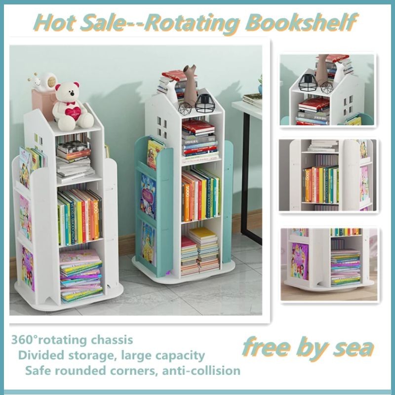 Rotating Bookshelf Children Floor, Baby Shelving Units
