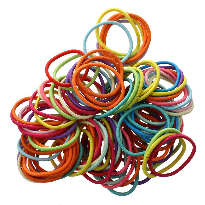 100pcs Kids Tiny Hair Bands Elastic Ties Ponytail Holder