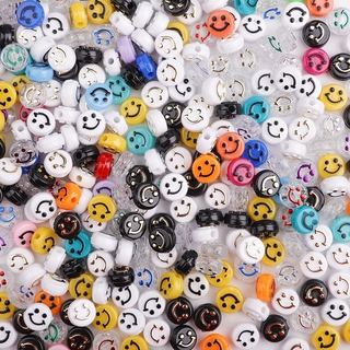Image of 50Pcs 10mm Oval Shape Acrylic Spaced Beads Smile Beads For Jewelry Making DIY Charms Bracelet Necklack